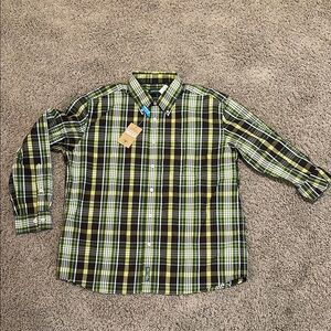 NWT Men’s Orvis Green & Black Plaid Active Fit Buttondown Shirt